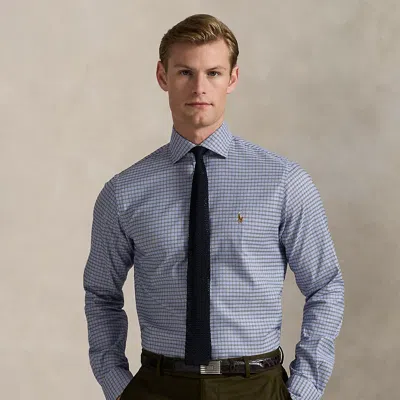 Ralph Lauren Regent Custom Fit Plaid Oxford Shirt In Blue