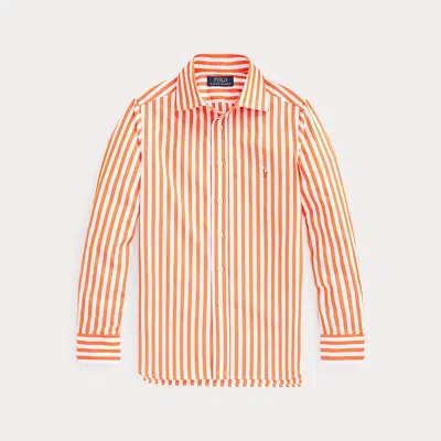 Ralph Lauren Kids' Regent Striped Cotton Poplin Shirt In Orange