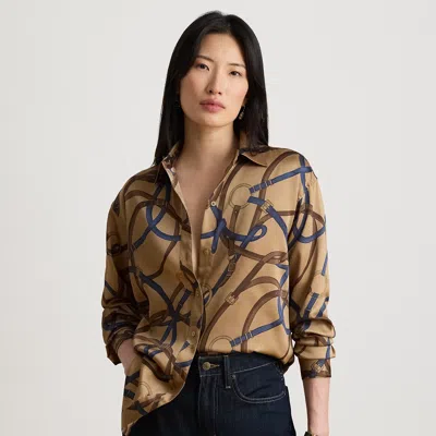 Ralph Lauren Relaxed Fit Belting-print Twill Shirt In Camel Multi In Animal Print