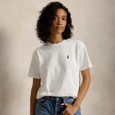 Polo Ralph Lauren Relaxed Fit Cotton Jersey Tee In White In Gray