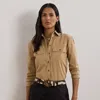 Ralph Lauren Plus Size Relaxed-fit Featherweight Cotton Shirt In Brown