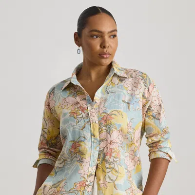 Ralph Lauren Plus Size Relaxed Fit Floral Linen Shirt In Multi