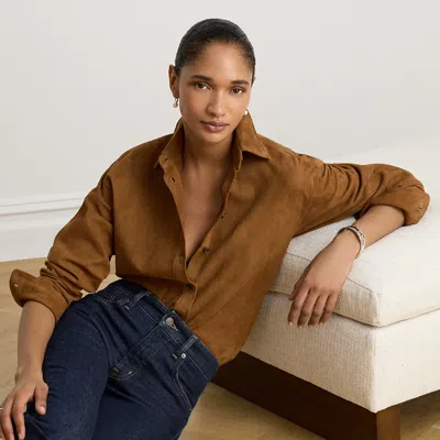 Ralph Lauren Relaxed Fit Goat-suede Shirt In Light Tobacco In Brown