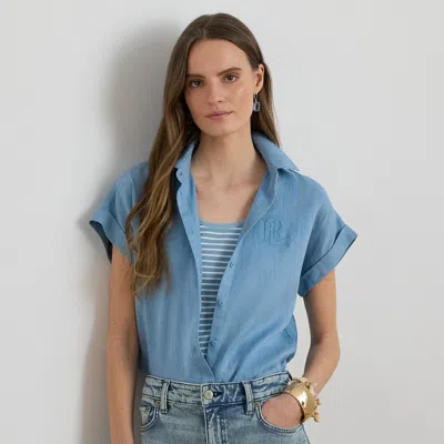 Ralph Lauren Relaxed Fit Linen Short-sleeve Shirt In Blue Note
