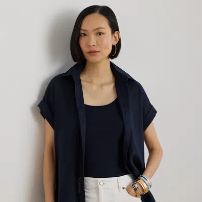 Ralph Lauren Relaxed Fit Linen Short-sleeve Shirt In Lauren Navy In Blue