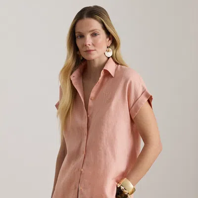 Ralph Lauren Relaxed Fit Linen Short-sleeve Shirt In Pink Rhodonite