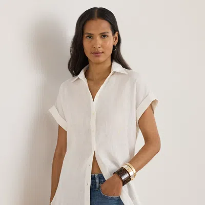 Ralph Lauren Relaxed Fit Linen Short-sleeve Shirt In White