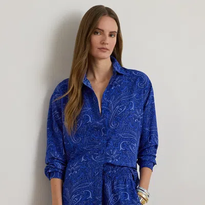 Ralph Lauren Womens Relaxed Fit Paisley Crepe Shirt In Blue