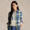 Ralph Lauren Relaxed Fit Plaid Cotton Shirt In Blue/yellow