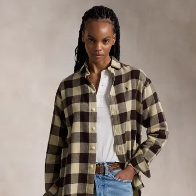 Polo Ralph Lauren Relaxed Fit Plaid Cotton Shirt In Tan/brown