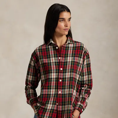Ralph Lauren Relaxed Fit Plaid Cotton Twill Shirt In Brown