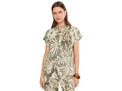 Ralph Lauren Relaxed Fit Print Short Sleeve Shirt Women's Clothing Olive Multi: Xl In Green