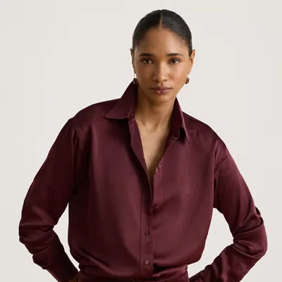 Ralph Lauren Relaxed Fit Satin Charmeuse Shirt In Dark Garnet