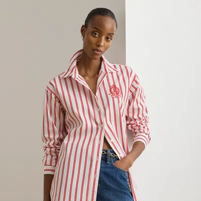 Ralph Lauren Relaxed Fit Striped Broadcloth Shirt In Multi