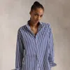 Polo Ralph Lauren Relaxed Fit Striped Cotton Shirt In Fall Royal,white