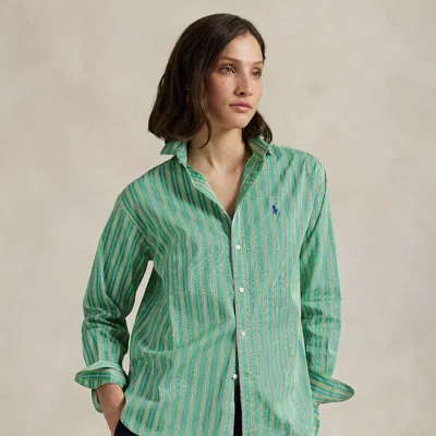 Ralph Lauren Relaxed Fit Striped Cotton Shirt In Green