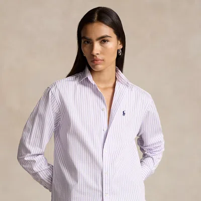 Polo Ralph Lauren Relaxed Fit Striped Cotton Shirt In White/spring Iris