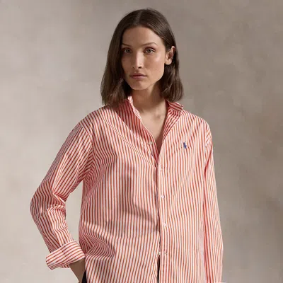 Polo Ralph Lauren Relaxed Fit Striped Cotton Shirt In White/spring Melon