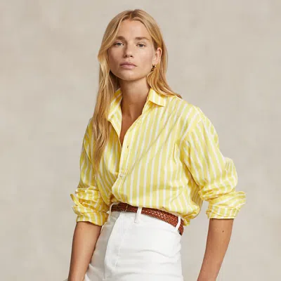 Ralph Lauren Relaxed Fit Striped Cotton Shirt In Yellow/white Stripe