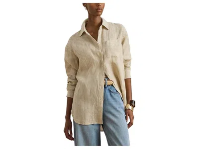 Ralph Lauren Relaxed Fit Striped Linen Shirt In Gray