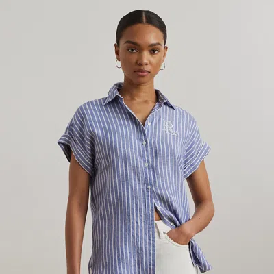 Ralph Lauren Relaxed Fit Striped Short-sleeve Shirt In Blue Lapis/white