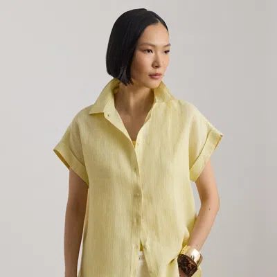 Ralph Lauren Relaxed Fit Striped Short-sleeve Shirt In Yellow/white
