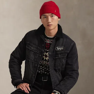 Ralph Lauren Relaxed Fleece-lined Trucker Jacket In Black