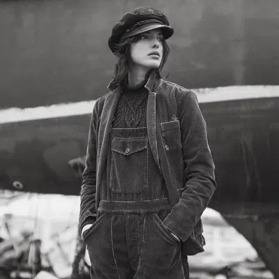 Ralph Lauren Repaired Indigo Corduroy Overall In Dark Indigo
