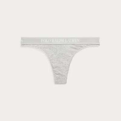 Ralph Lauren Repeat-logo Low-rise Thong In Gray