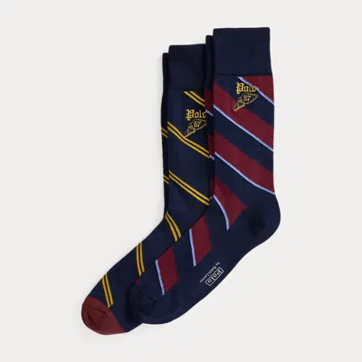Ralph Lauren Repp-stripe Trouser Sock 2-pack In Black