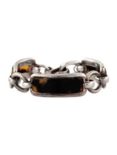 Pre-owned Ralph Lauren Resin Link Bracelet, 7" In Black/brown