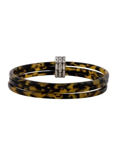 Pre-owned Ralph Lauren Resin Tortoise Shell Triple Bangle Bracelet, 8" In Multi
