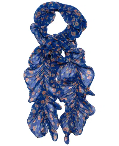 Ralph Lauren Resort Floral Ruffle Scarf In Blue