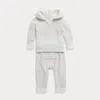 Polo Ralph Lauren Reversible Cotton Sweater & Pant Set In Grey/cream