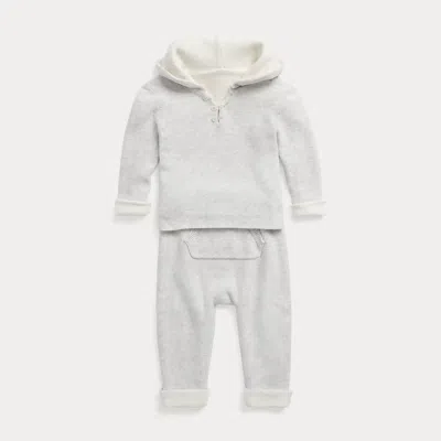 Polo Ralph Lauren Babies' Reversible Cotton Sweater & Pant Set In Grey/cream