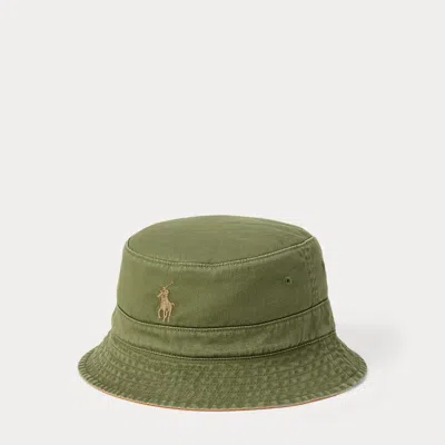 Polo Ralph Lauren Reversible Cotton Twill Bucket Hat In Garden Trail/orange
