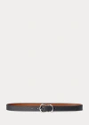 Ralph Lauren Reversible Crosshatch Leather Belt In Black/lauren Tan
