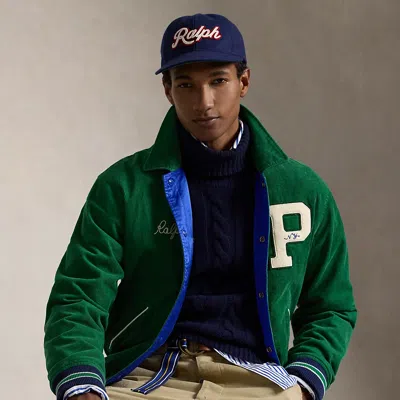 Ralph Lauren Reversible Letterman Jacket In Athletic Green/rugby