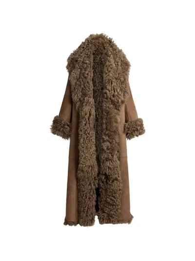 Ralph Lauren Justyn Reversible Merino Shearling Coat In Taupe In Brown