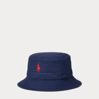 Ralph Lauren Reversible Twill-oxford Bucket Hat In Blue