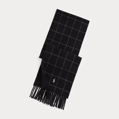Ralph Lauren Reversible Windowpane Wool-blend Scarf In Multi