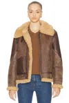 Ralph Lauren Shearling Aviator Jacket Featuring Leather Trim In Brown