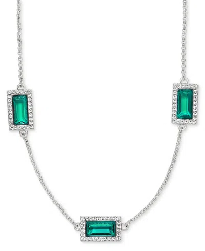 Ralph Lauren Rhodium-tone Mixed Metal Cubic Zirconia 16" Station Collar Necklace In Multi