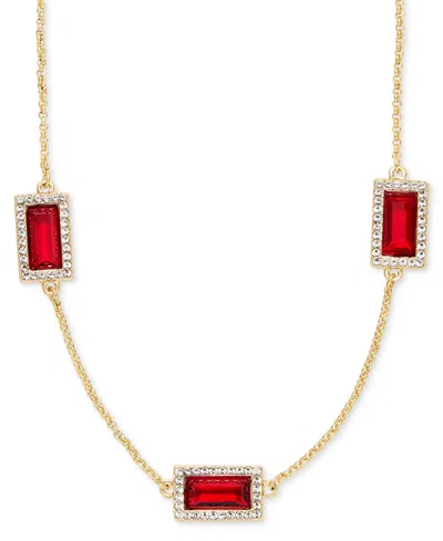 Ralph Lauren Rhodium-tone Mixed Metal Cubic Zirconia 16" Station Collar Necklace In Multi