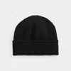 Ralph Lauren Rib-knit Cashmere Beanie In Black