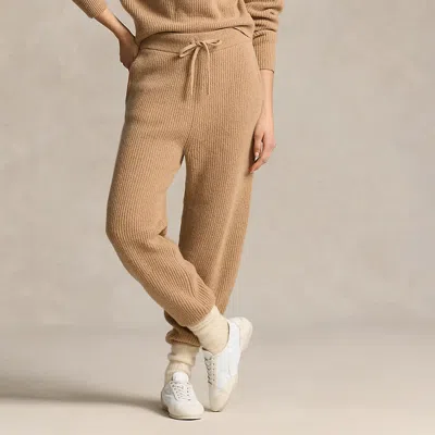 Polo Ralph Lauren Rib-knit Cashmere-wool Pant In Collection Camel Melange