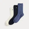 Ralph Lauren Rib-knit Cotton-blend Crew Sock 3-pack In Multi