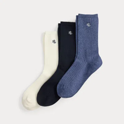 Ralph Lauren Rib-knit Cotton-blend Crew Sock 3-pack In Multi