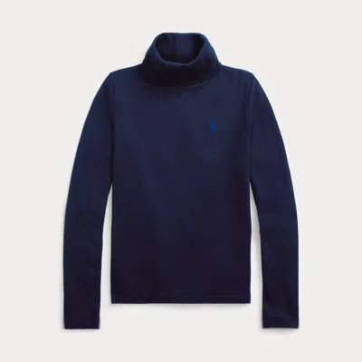 Polo Ralph Lauren Kids' Rib-knit Cotton-blend Turtleneck In Blue