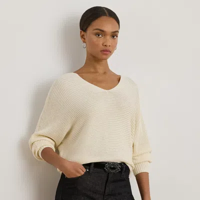 Ralph Lauren Rib-knit Dolman-sleeve Sweater In Neutral